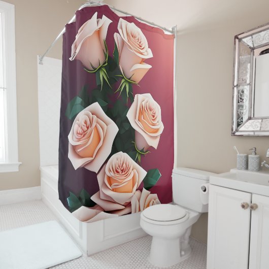 Romantische bouquet van roze rozen douchegordijn (In situ)