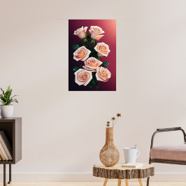 Romantische bouquet van roze rozen poster