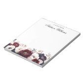 Romantische Bourgogne Bloemen gepersonaliseerd Notitieblok (Linkerzijde)