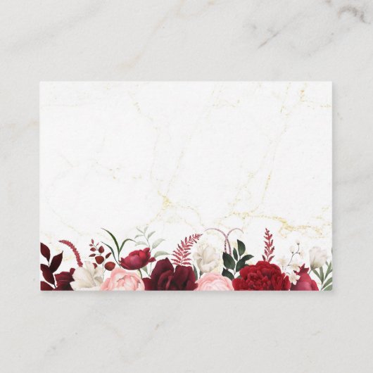 Romantische Bourgogne Bloemen QR Code Huwelijksver Informatiekaartje (Achterkant)