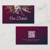 Romantische Bourgogne Bloemen Trouwdetails QR-code Informatiekaartje (Voorkant / Achterkant)