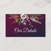 Romantische Bourgogne Bloemen Trouwdetails QR-code Informatiekaartje (Voorkant)