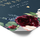 Romantische Bourgogne Bloemenliefde is Zoet Desser Poster (Hoek)