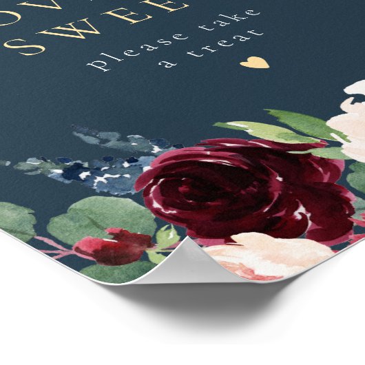 Romantische Bourgogne Bloemenliefde is Zoet Desser Poster (Hoek)