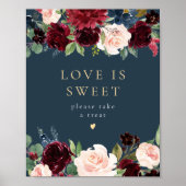 Romantische Bourgogne Bloemenliefde is Zoet Desser Poster (Voorkant)