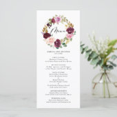 Romantische Bourgogne Blush Bloemenkrans Herfst Br Menu (Staand voorkant)