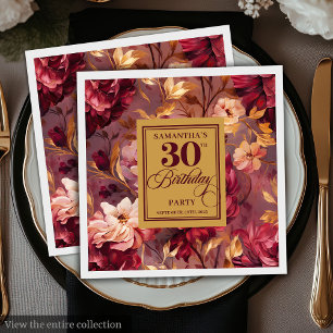 Romantische Bourgogne Blush Gold 30e verjaardag se Servet