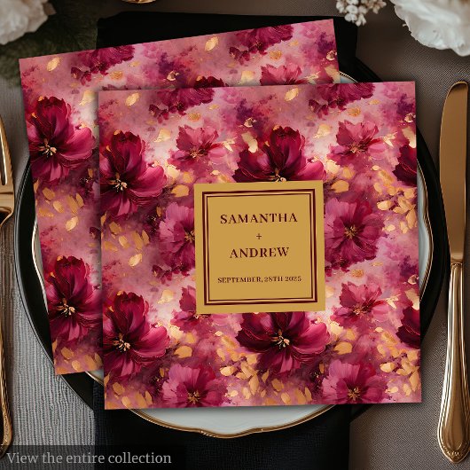 Romantische Bourgogne Blush Goud Trouwpapier Serve Servet