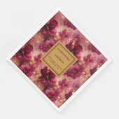 Romantische Bourgogne Blush Goud Trouwpapier Serve Servet (Hoek)