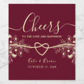 Romantische Bourgogne Cheers Bruiloft Wijn Label Etiket (Enkel label)