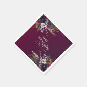 Romantische Bourgogne Floral Mr & Mrs Wedding Servet (Hoek)