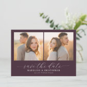 Romantische Bourgogne Fotocollage Save The Date (Staand voorkant)