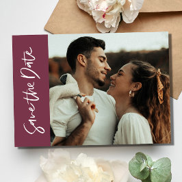 Romantische Bourgogne Hedendaagse foto bruiloft Save The Date