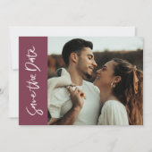 Romantische Bourgogne Hedendaagse foto bruiloft Save The Date (Voorkant)