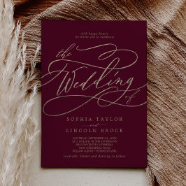 Romantische Bourgogne kalligrafie Het huwelijk van Kaart