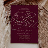 Romantische Bourgogne kalligrafie Het huwelijk van Kaart