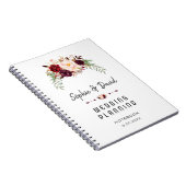 Romantische Bourgogne Marsala Floral Wedding Plann Notitieboek (Rechterzijde)