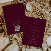 Romantische Bourgogne Monogram QR Code Achterkant  Kaart