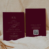 Romantische Bourgogne Monogram QR Code Achterkant  Kaart
