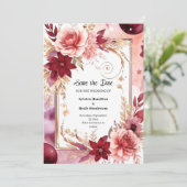 Romantische Bourgogne Printable Save The Date (Staand voorkant)