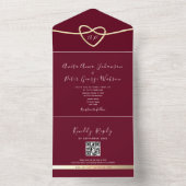 Romantische Bourgogne QR Code Bruiloft All In One Uitnodiging (Binnen)