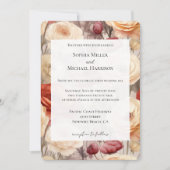 Romantische Bourgogne Red Cream Bloemen Huwelijk Kaart (Voorkant)