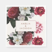 Romantische Bourgogne rood en koper bruiloft Servet (Voorkant)