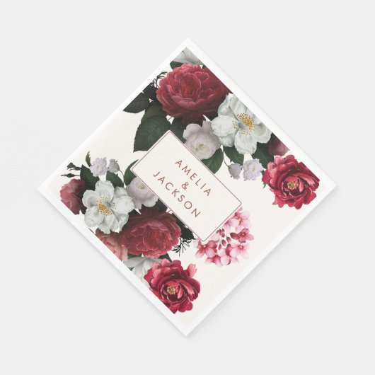 Romantische Bourgogne rood en koper bruiloft Servet (Hoek)