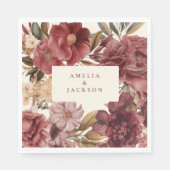 Romantische Bourgogne rood en koper bruiloft Servet (Voorkant)