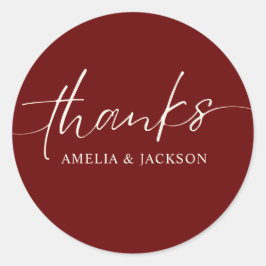 Romantische Bourgogne rood koper bruiloft Ronde Sticker