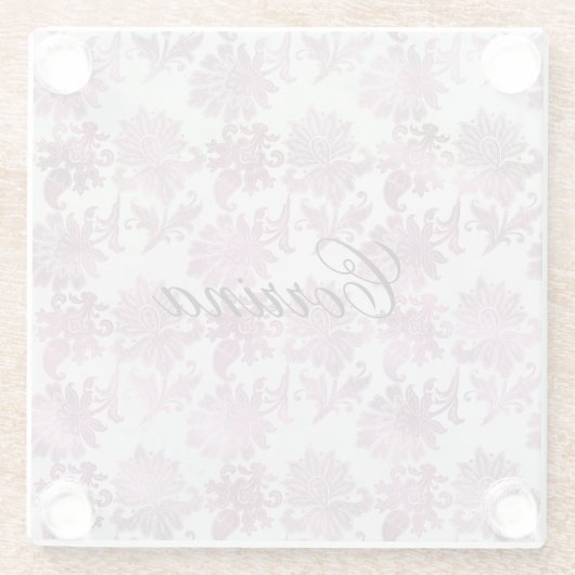 Romantische Bourgogne Rood Zilver Bloemen Glazen Onderzetter (Achterkant)