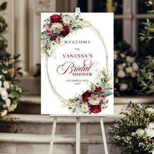 Romantische Bourgogne Witte Bloemrijke Gouden Brui Poster