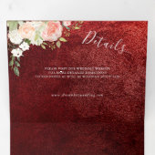 Romantische Bourgondië Blush Roze Bloemen bruiloft Drieluik Uitnodiging (Binnenzijde eerst)