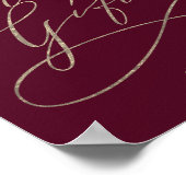 Romantische Bourgondië Calligraphy Kaarten en Gesc Poster (Hoek)