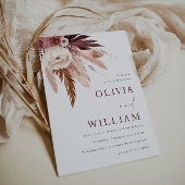 Romantische Bourgondië en Blush Boho Floral Bruilo Kaart