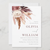 Romantische Bourgondië en Blush Boho Floral Bruilo Kaart (Voorkant)