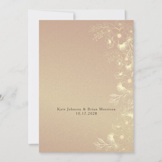 Romantische Bourgondië en gouden bruiloft uitnodig Kaart (Achterkant)