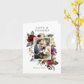 Romantische Bourgondië en Plum Floral Foto Dank u Kaart (Gele Bloem)