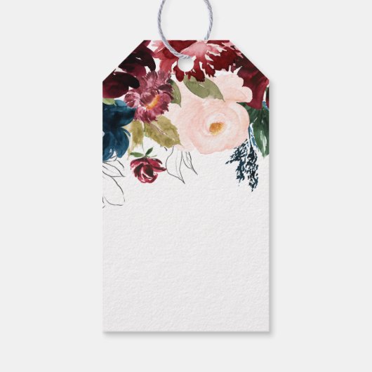 Romantische Bourgondië, Roze, Blauw en Zwart Dank  Cadeaulabel (Achterkant)