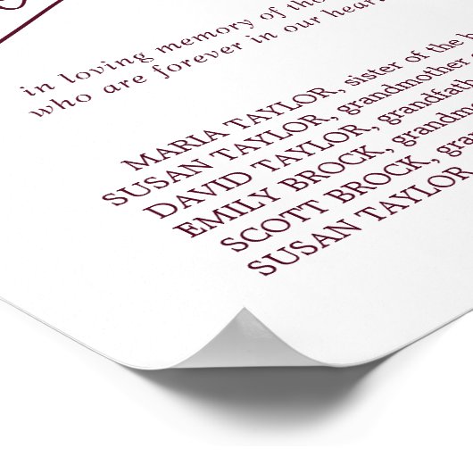 Romantische Bourgondiër tekst trouw in memoriam Poster (Hoek)