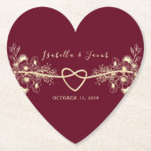 Romantische Bourgondiër trouwpapier onderzetters (Voorkant)