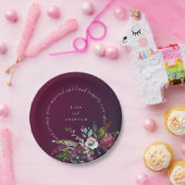 Romantische Bourgondische bloem nog lang en gelukk Papieren Bordje (Feest)