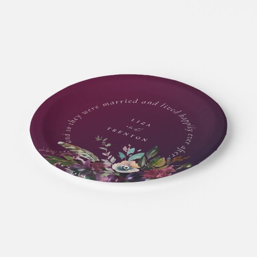 Romantische Bourgondische bloem nog lang en gelukk Papieren Bordje (Gekanteld)