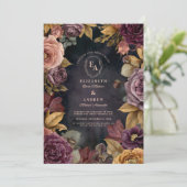 Romantische Bourgondische Bloom Herfst Huwelijk Th Kaart (Staand voorkant)