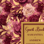 Romantische Bourgondische Blush Gold bruiloft gast Gastenboek