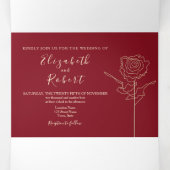 Romantische Bourgondische foto bruiloft uitnodigin Drieluik Uitnodiging (Binnenkant midden)