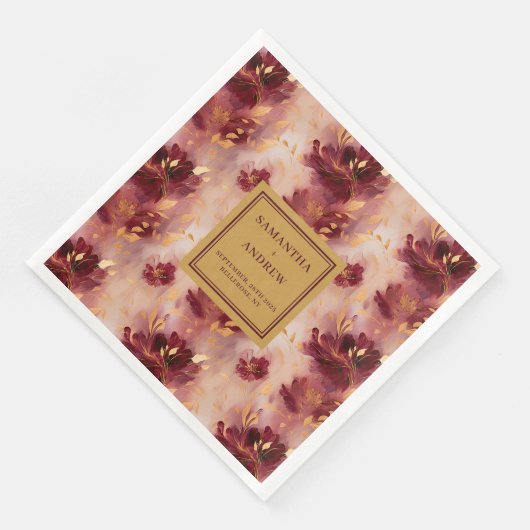 Romantische Bourgondische gouden bruiloft servette Servet (Hoek)
