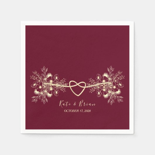 Romantische Bourgondische gouden herfst bruiloft Servet (Voorkant)