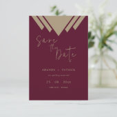 Romantische Bourgondische kalligrafie monogram Save The Date (Staand voorkant)