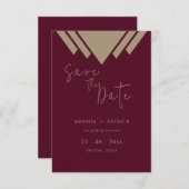 Romantische Bourgondische kalligrafie monogram Save The Date (Voorkant / Achterkant)